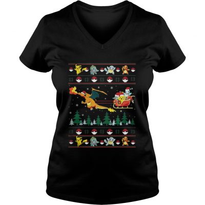 Pokemon and Dinosaur Santa Hat christmas VNeck