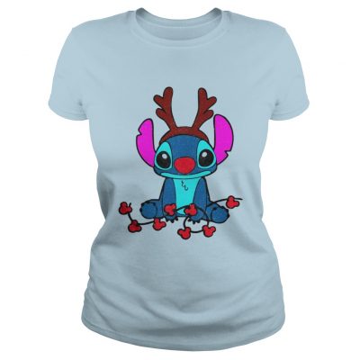 Reindeer Stitch Merry Christmas Ladies Tee