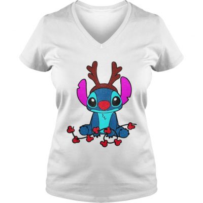 Reindeer Stitch Merry Christmas VNeck