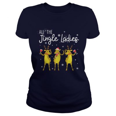 Reindeer drink wine all Jingle ladies Christmas Ladies Tee