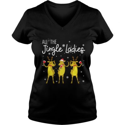 Reindeer drink wine all Jingle ladies Christmas VNeck