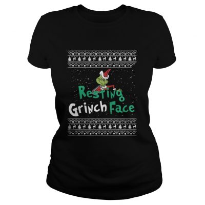 Resting Grinch Face Christmas Ladies Tee