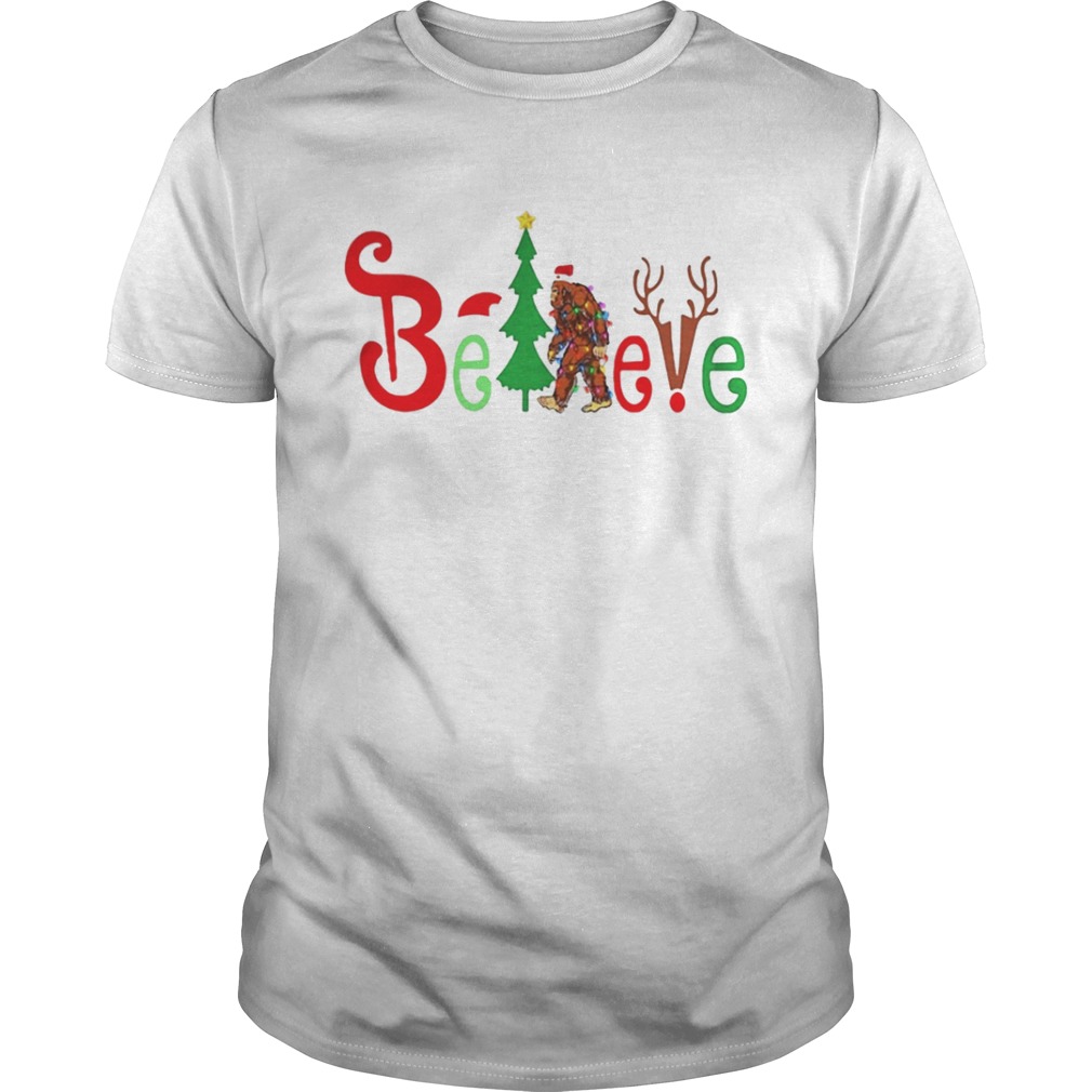 Santa Bigfoot believe Merry Christmas shirt