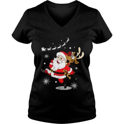 Santa Claus Carrying A Reindeer VNeck