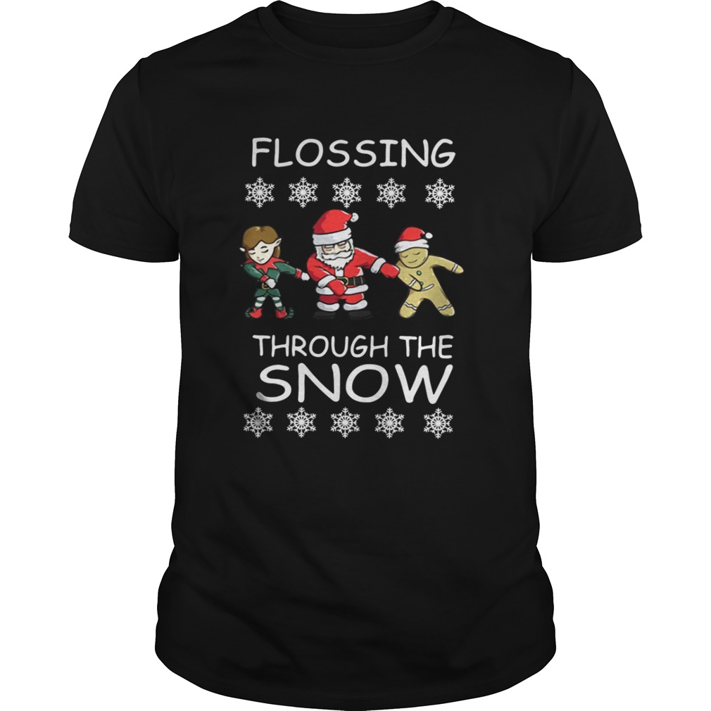 Santa Claus flossing through the snow Christmas shirt