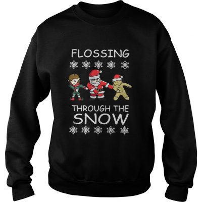 Santa Claus flossing through the snow Christmas Sweatshirt