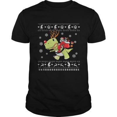 Santa Claus riding T-rex Dinosaur Christmas Guys