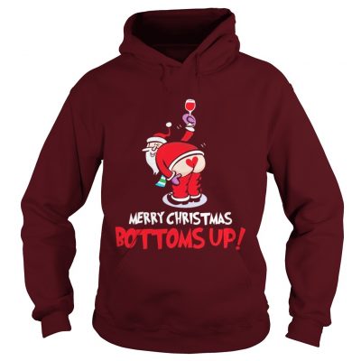 Santa Claus wine merry Christmas bottoms up Hoodie