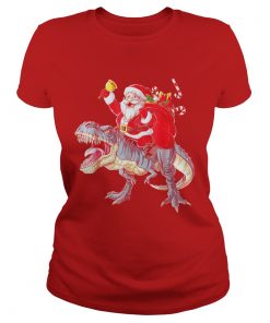 Santa Dinosaur T rex Ladies Tee