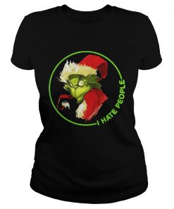 Santa Grinch I Hate People Christmas ladies Tee