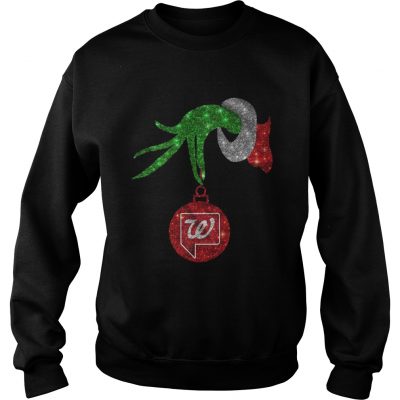 Santa Grinch holding Walgreen ornament Christmas Sweatshirt