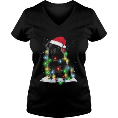 Santa Pitbull Light Christmas Dog VNeck