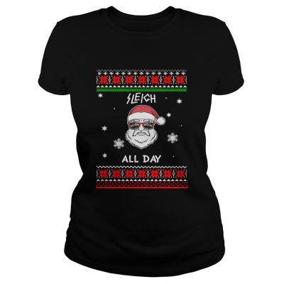 Santa Sleigh All Day Christmas Ladies Tee