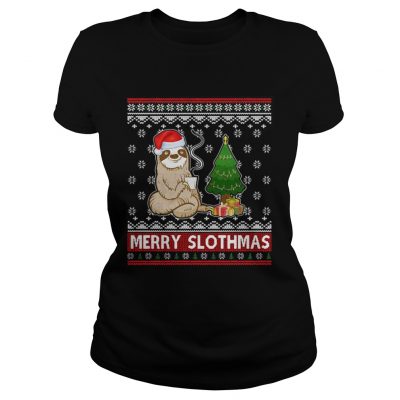 Santa Sloth coffee merry sithmas Ladies Tee