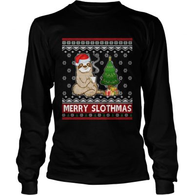 Santa Sloth coffee merry sithmas Longsleeve Tee