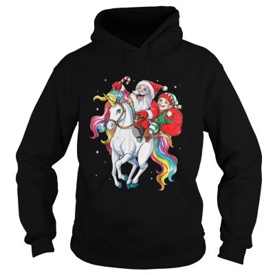 Santa and Elf riding Unicorn christmas Hoodie