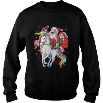 Santa and Elf riding Unicorn christmas Sweatshirt