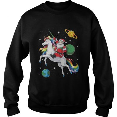 Santa riding Unicorn in space Christmas sweatshirt