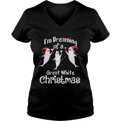 Shark santa I’m dreaming of a great white christmas VNeck