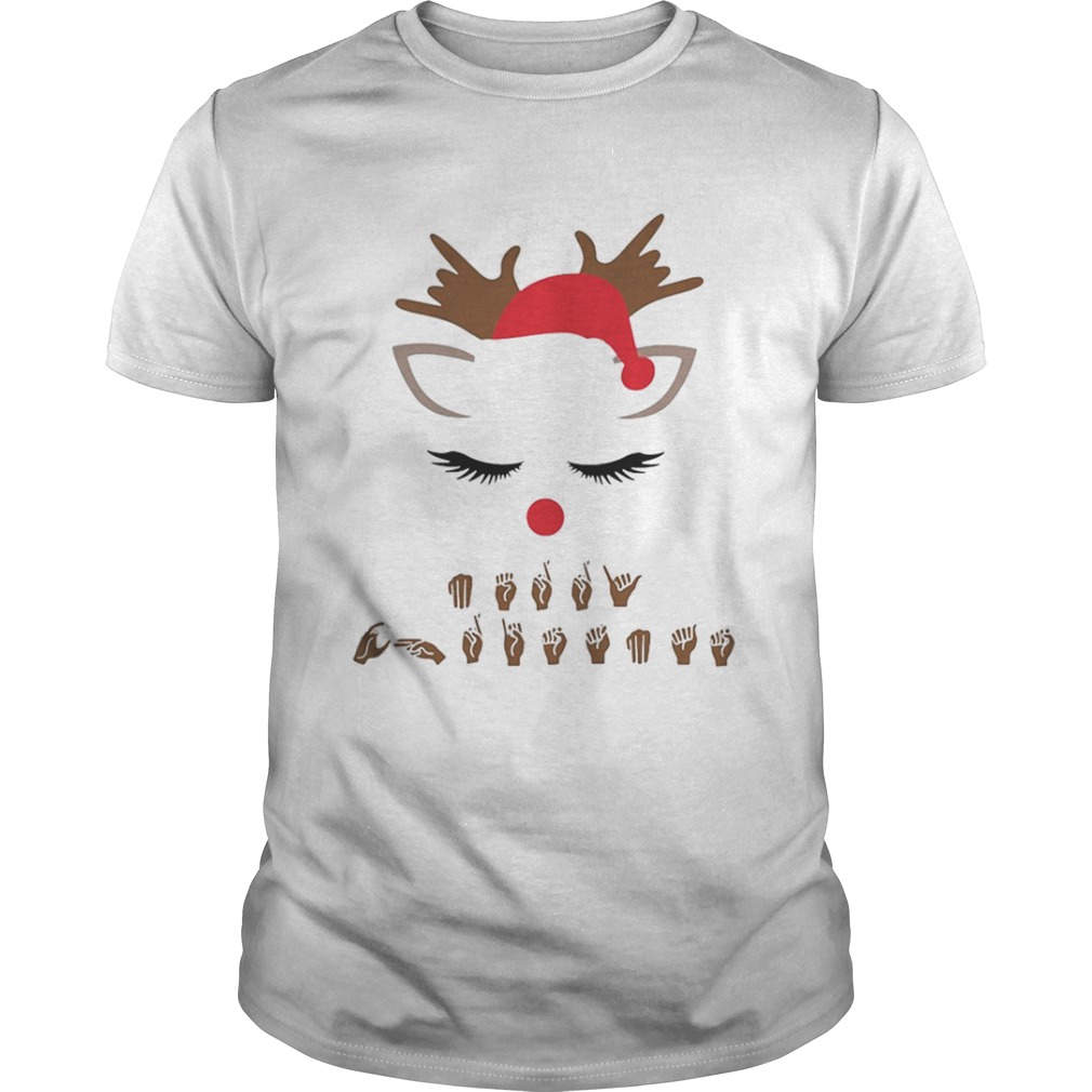 Sign language Deaf merry Christmas reindeer shirt