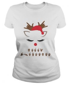 Sign language Deaf merry Christmas reindeer Ladies Tee