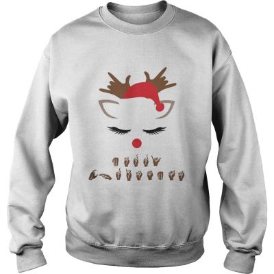 Sign language Deaf merry Christmas reindeer Sweatshirt