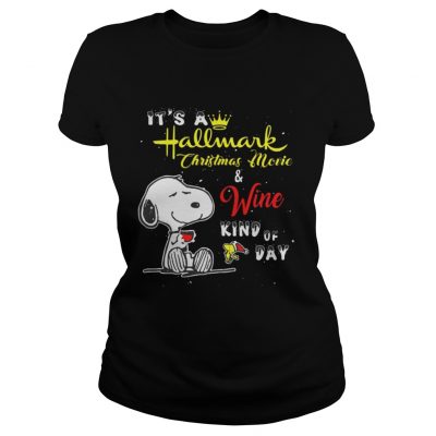 Snoopy it’s a Hallmark Christmas movie & wine kind of day Ladies Tee