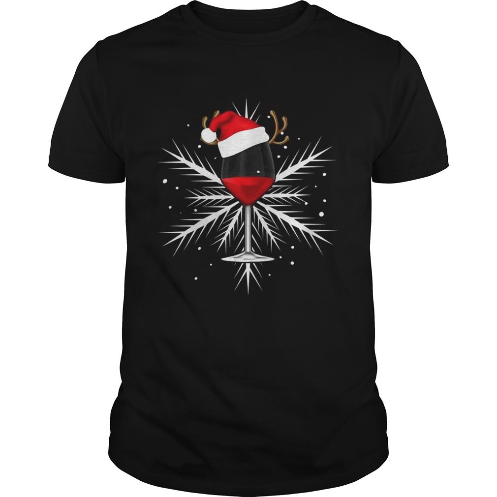 Snowflake wine with Santa hat shirt