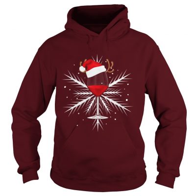 Snowflake wine with Santa hat Hoodie