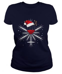 Snowflake wine with Santa hat Ladies Tee