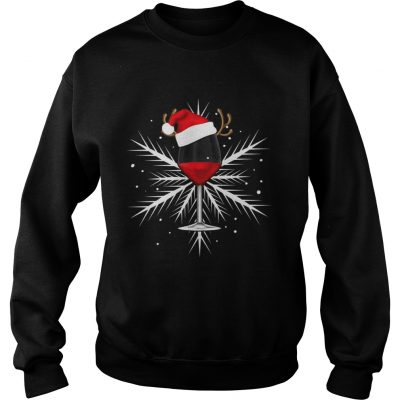 Snowflake wine with Santa hat Sweatshirt