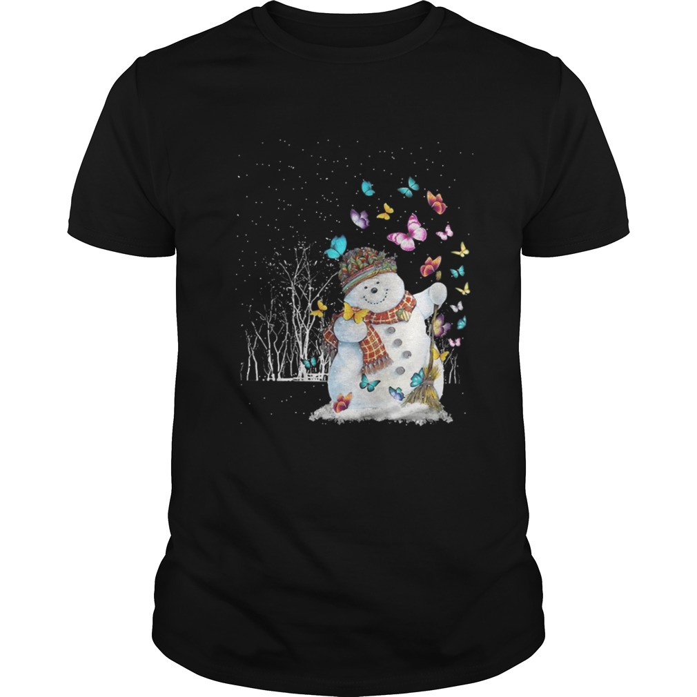 Snowman Winter clean snow Butterfly shirt