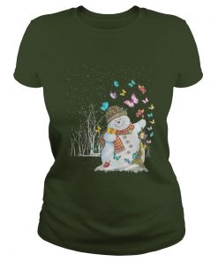 Snowman Winter clean snow Butterfly Ladies Tee