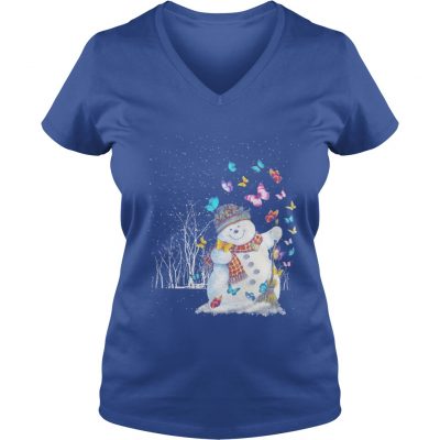 Snowman Winter clean snow Butterfly VNeck