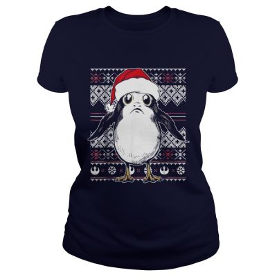 Star Wars Porg Ugly Christmas Sweater Graphic Ladies Tee