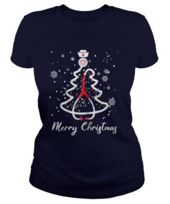 Stethoscope Christmas Tree Merry Christmas Nurse Gift Ladies Tee