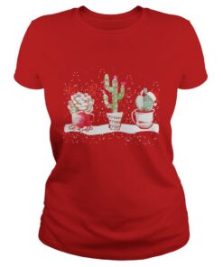 Succulent Christmas reindeer fairy lights and Santa hat Ladies Tee