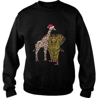 Sweatshirt Adorable Gift For Christmas Eve Elephant Giraffe Shirt