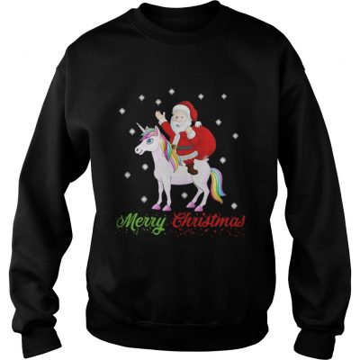 Sweatshirt Merry Christmas Santa Claus Riding A Unicorn Shirt