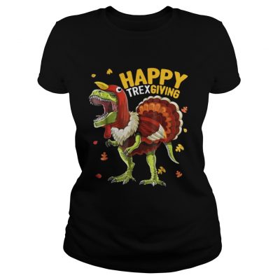 T Rex Dinosaur Turkey thanksgiving ugly Ladies Tee