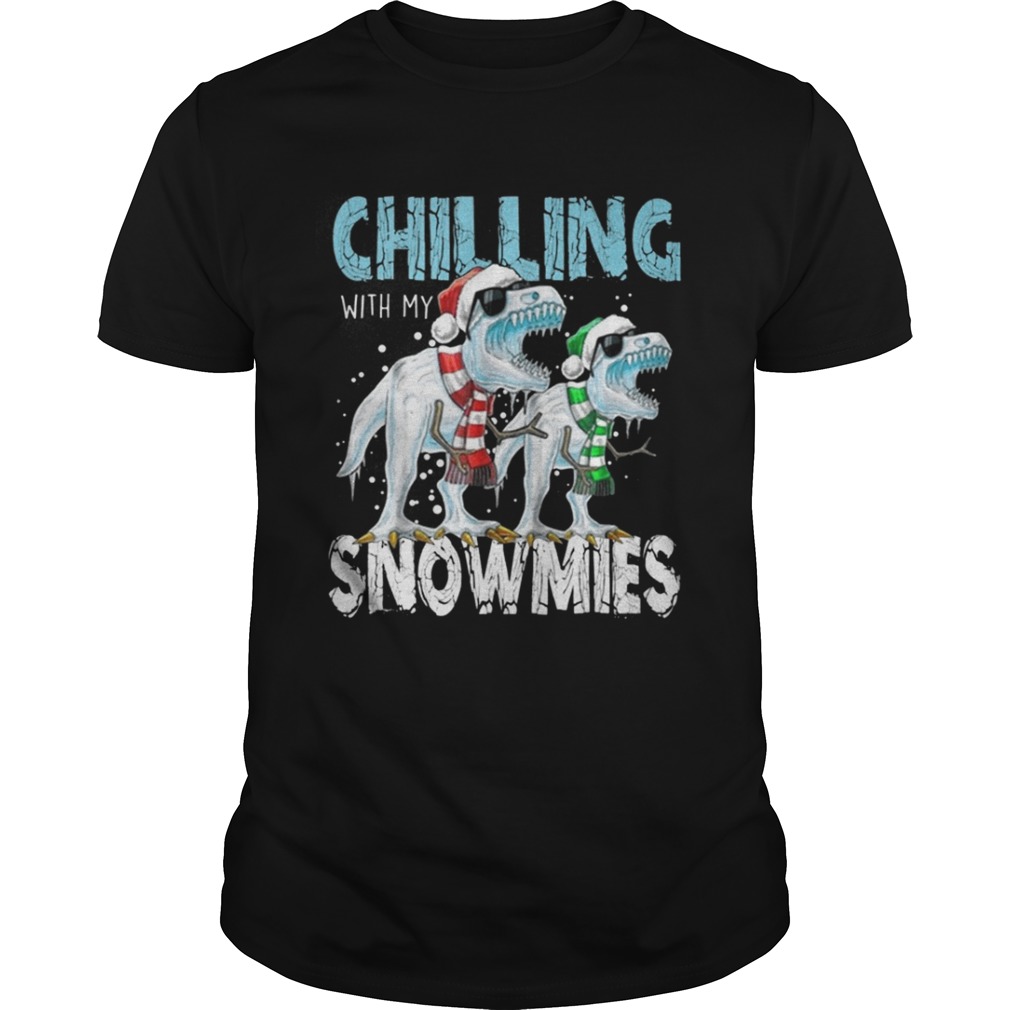 T Rex Dinosaurs chilling with my snowmies christmas shirt