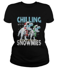 T Rex Dinosaurs chilling with my snowmies christmas Ladies Tee