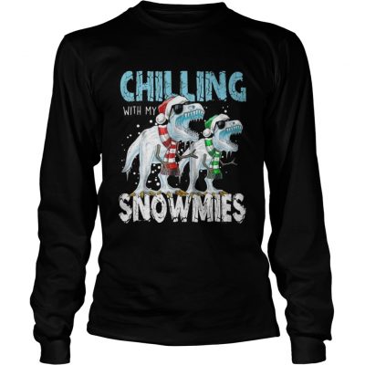 T Rex Dinosaurs chilling with my snowmies christmas Longsleeve Tee