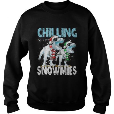 T Rex Dinosaurs chilling with my snowmies christmas Sweatshirt