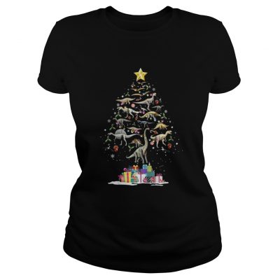 The Dinosaur Christmas Tree Ladies Tee