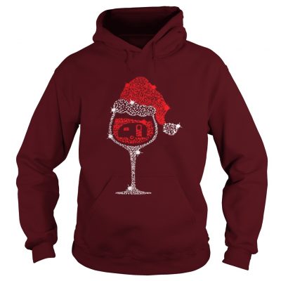 Wine Glass Red Santa Hat Camping Diamond Hoodie