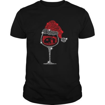 Wine Glass Red Santa Hat Camping Diamond shirt