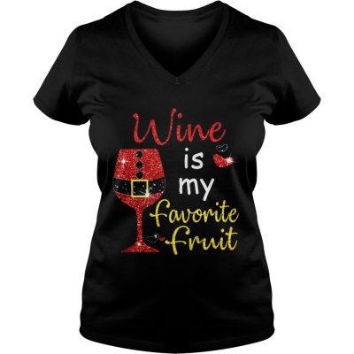 Wine Is My Favorite Fruit Christmas VNeck