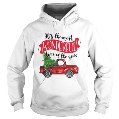 Wonderful time of the year Christmas tree red car believe Hoodie