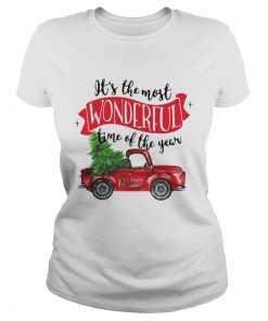 Wonderful time of the year Christmas tree red car believe Ladies Tee